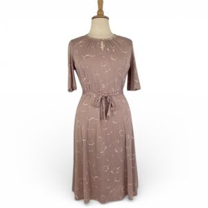 Vintage Midi Dress‎ Women’s Xl Floral Keyhole Crew Neck Short Sleeve